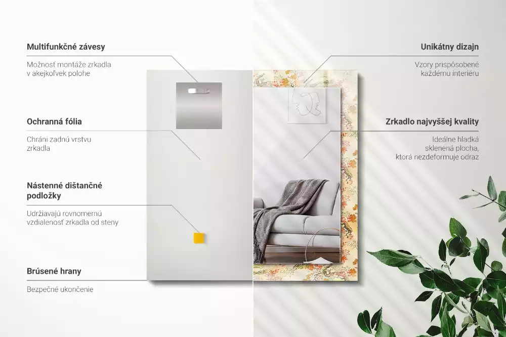 Espelho com moldura decorada jardim japonês