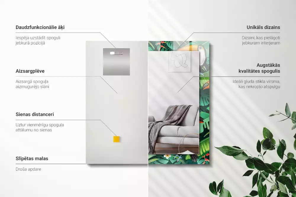 Espelho decorativo Tucanos saem da selva