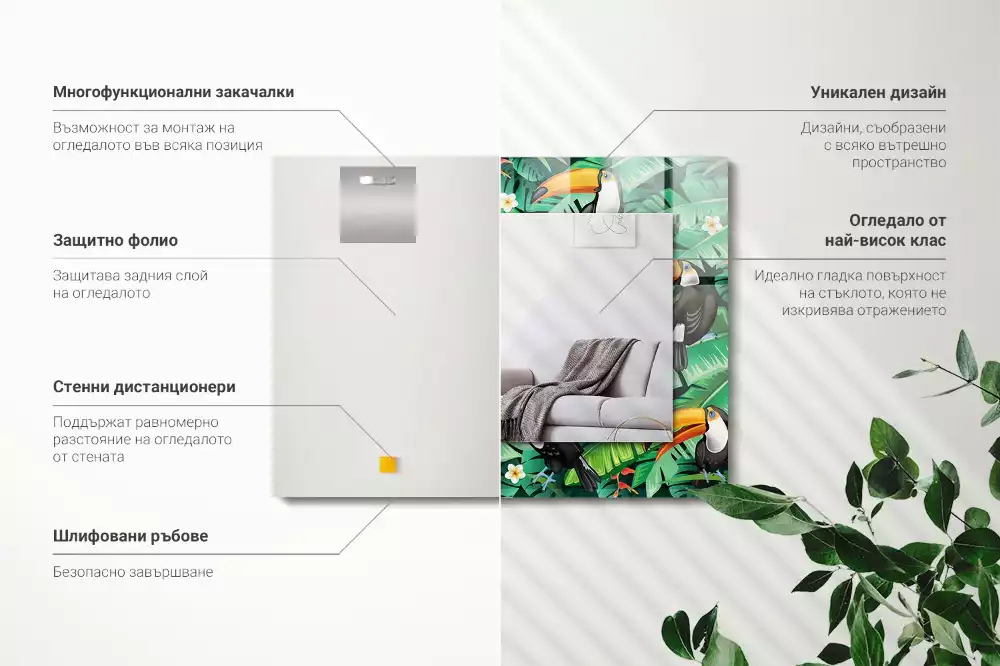 Espelho decorativo Tucanos saem da selva