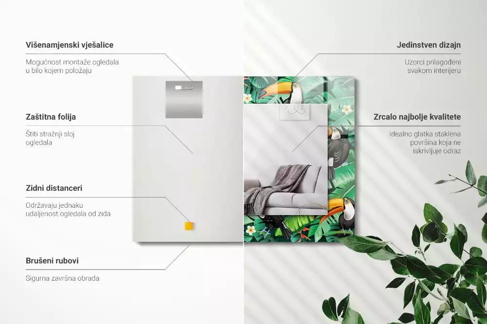 Espelho decorativo Tucanos saem da selva