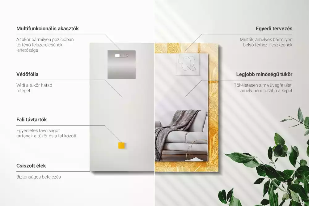 Espelho decorativo Padrão de folha de laranja