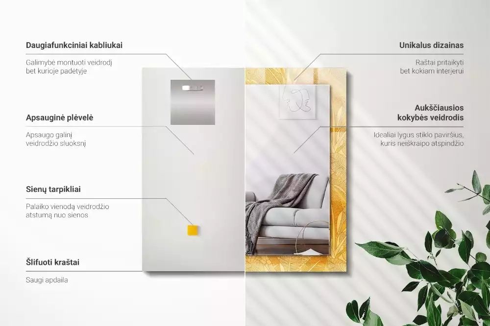 Espelho decorativo Padrão de folha de laranja