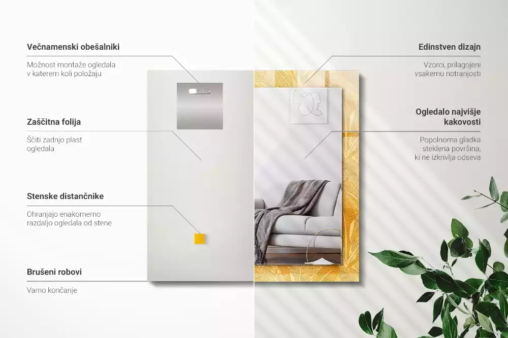 Espelho decorativo Padrão de folha de laranja