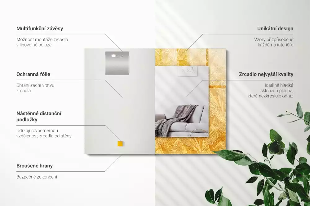 Espelho decorativo Padrão de folha de laranja