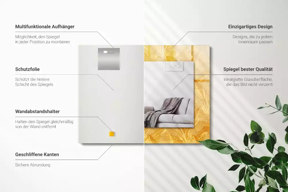 Espelho decorativo Padrão de folha de laranja