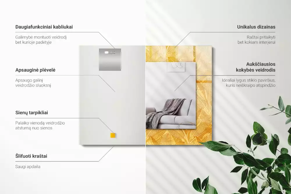 Espelho decorativo Padrão de folha de laranja