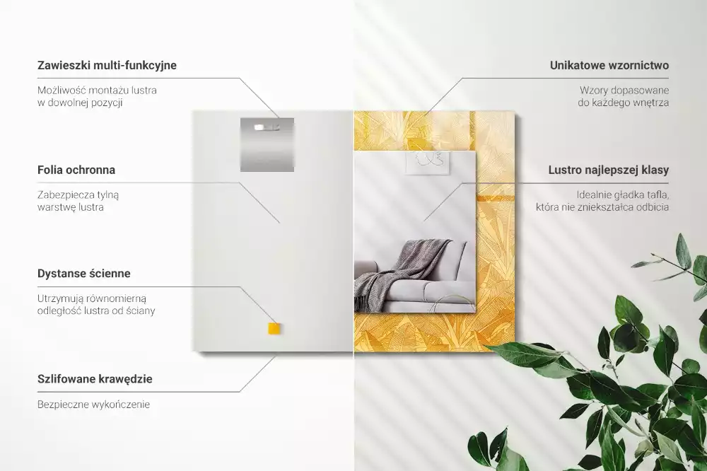 Espelho decorativo Padrão de folha de laranja