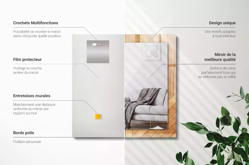 Espelho com moldura decorada Parquet de madeira