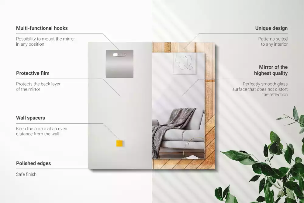 Espelho com moldura decorada Parquet de madeira