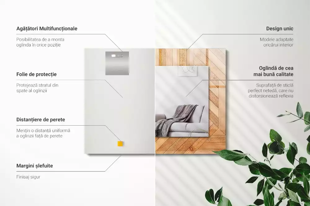 Espelho com moldura decorada Parquet de madeira