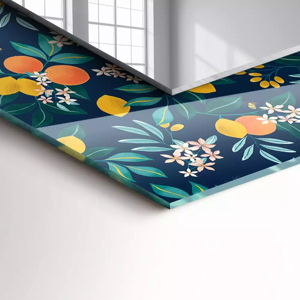 Espelho decorado Flores e frutas