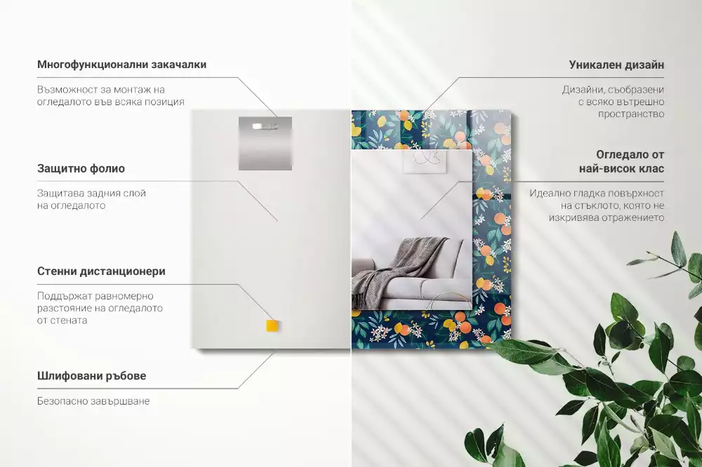 Espelho decorado Flores e frutas