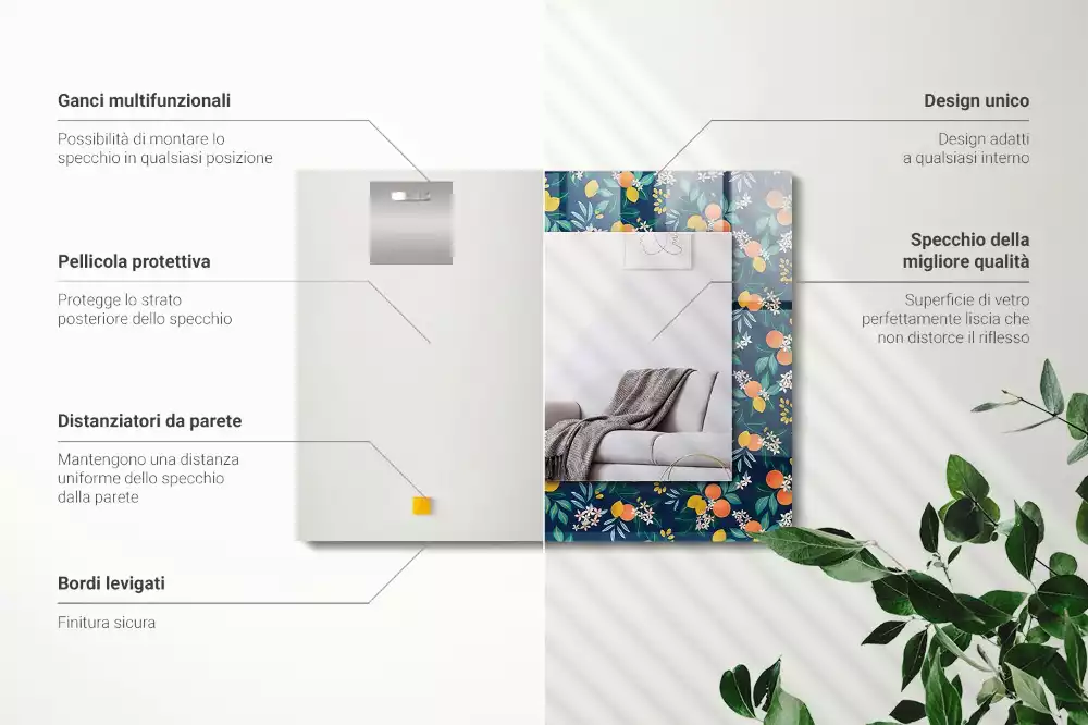 Espelho decorado Flores e frutas