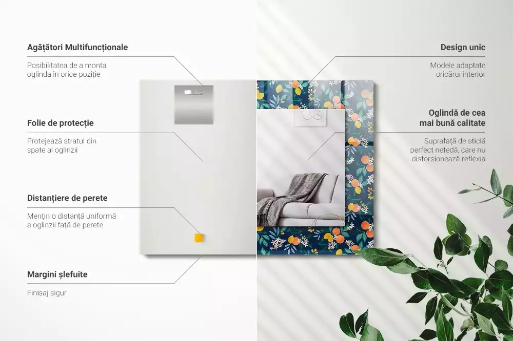 Espelho decorado Flores e frutas