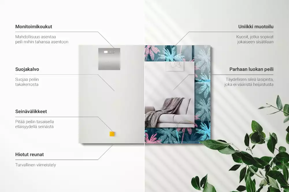 Espelho decorativo Padrão de palmeira colorida