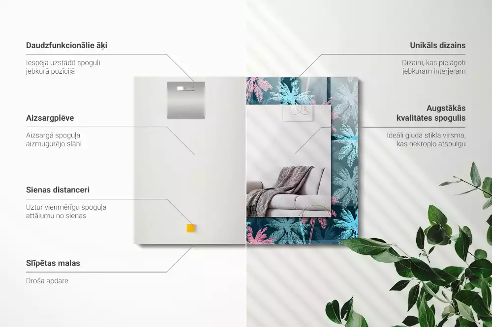 Espelho decorativo Padrão de palmeira colorida