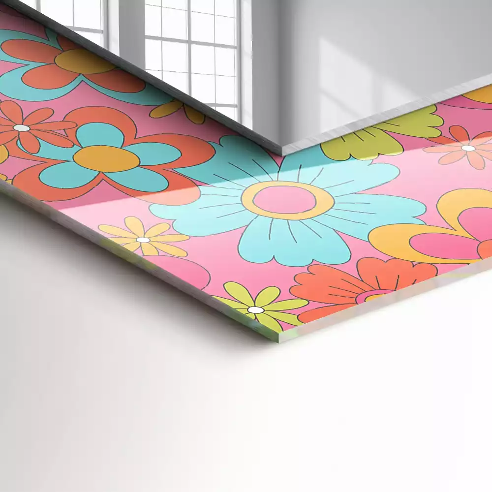 Espelho com moldura decorada Sulco Floral Colorido