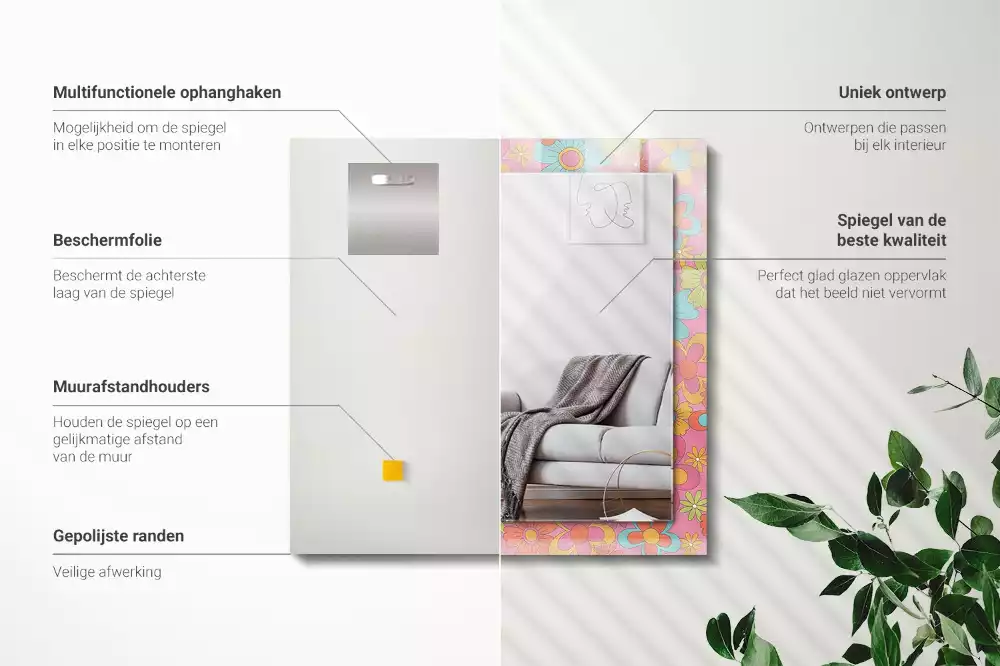 Espelho com moldura decorada Sulco Floral Colorido