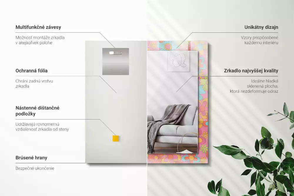 Espelho com moldura decorada Sulco Floral Colorido