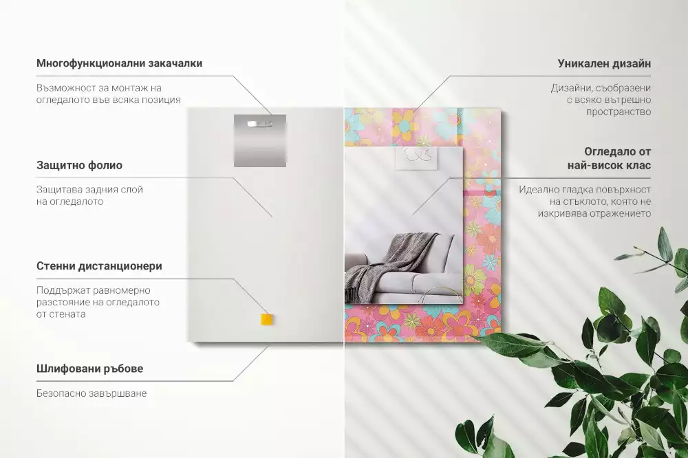 Espelho com moldura decorada Sulco Floral Colorido