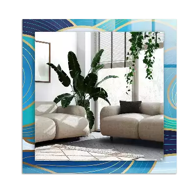 Espelho decorativo Padrões de ondas azuis