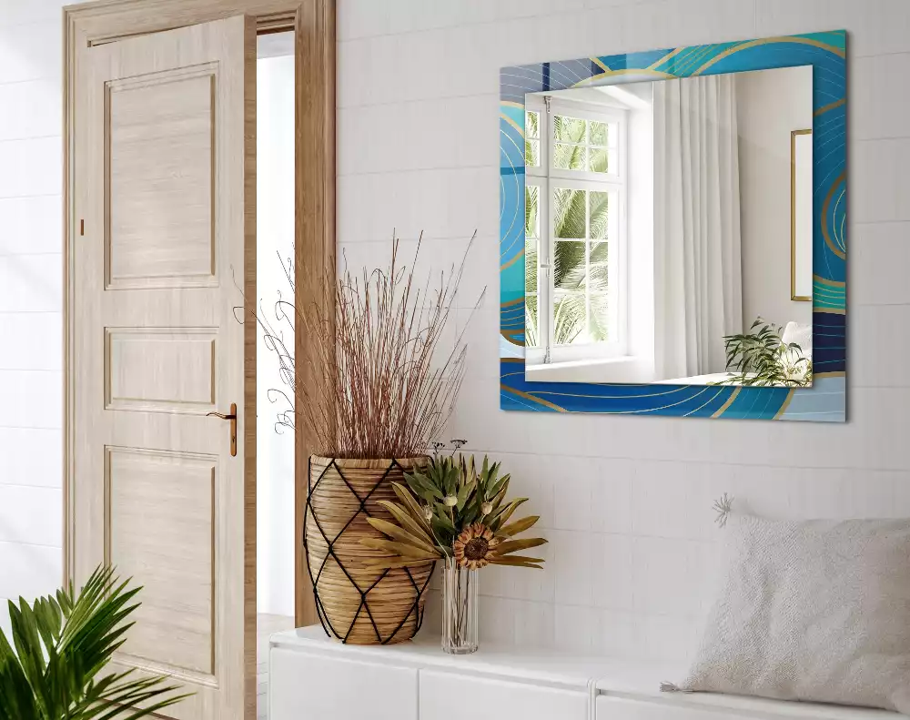 Espelho decorativo Padrões de ondas azuis