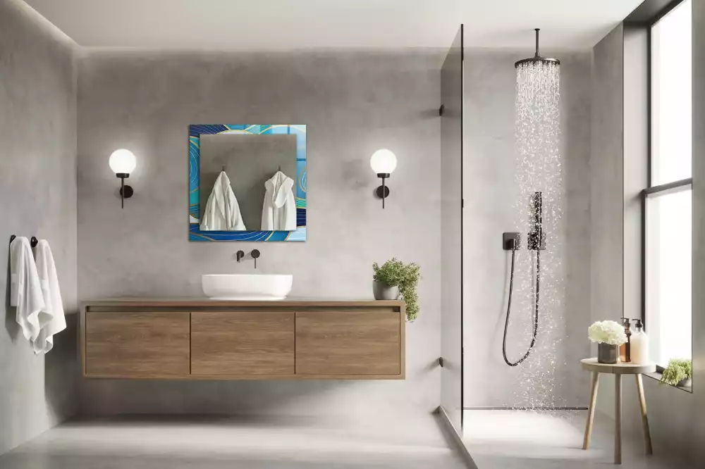 Espelho decorativo Padrões de ondas azuis