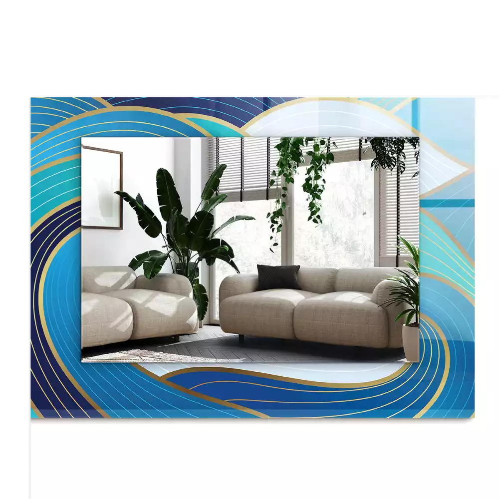 Espelho decorativo Padrões de ondas azuis