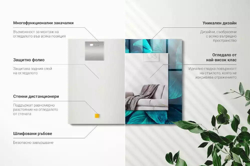 Espelho decorado Folhas verdes