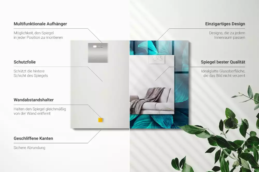 Espelho decorado Folhas verdes