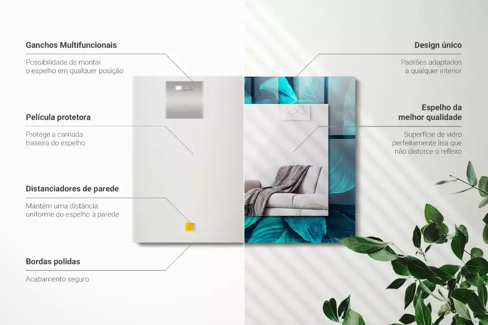 Espelho decorado Folhas verdes