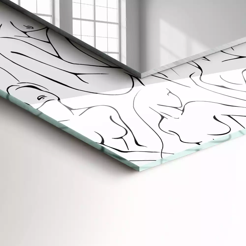 Espelho decorado Esboço de silhueta feminina