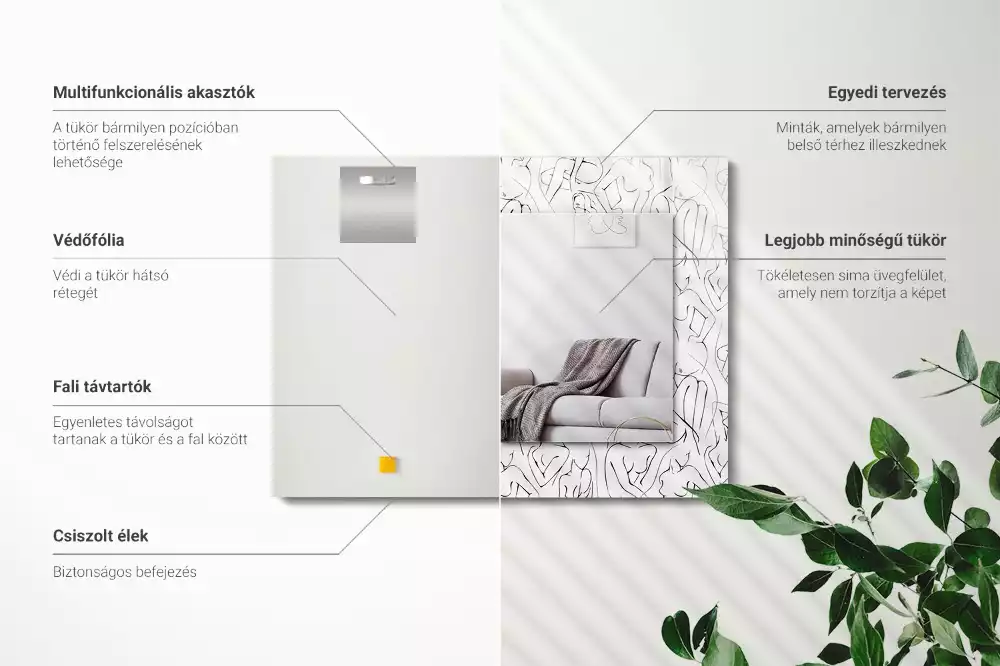 Espelho decorado Esboço de silhueta feminina