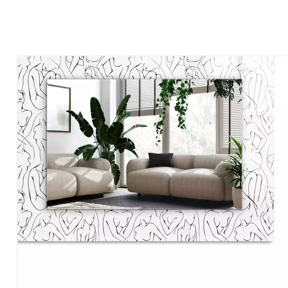 Espelho decorado Esboço de silhueta feminina