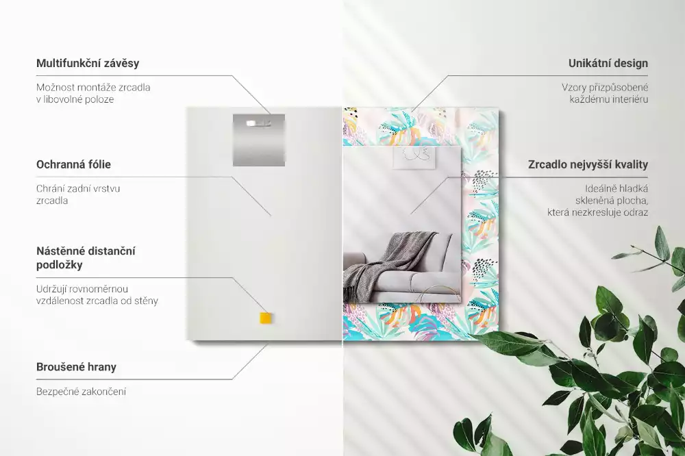 Espelho decorativo Folhas tropicais coloridas