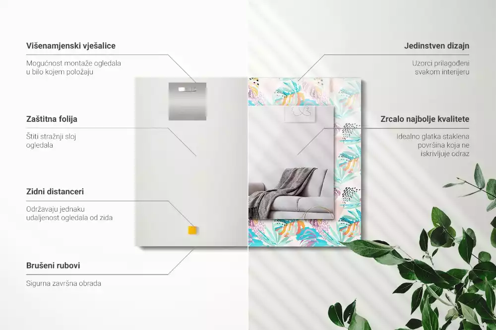 Espelho decorativo Folhas tropicais coloridas