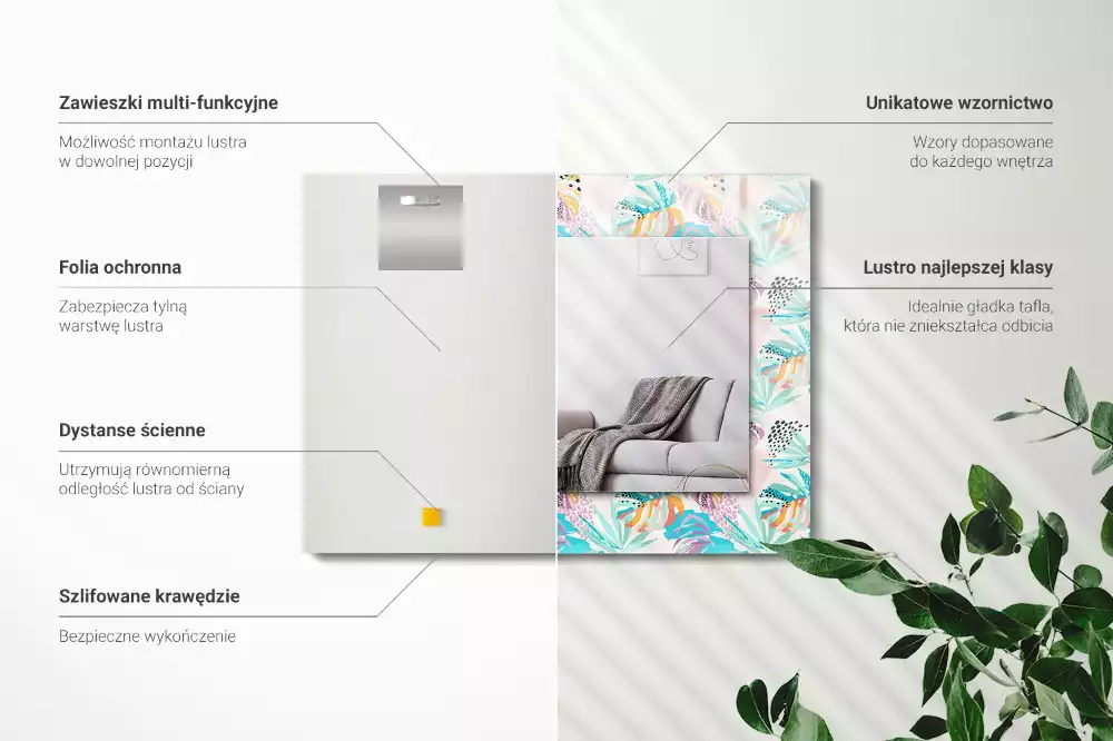 Espelho decorativo Folhas tropicais coloridas