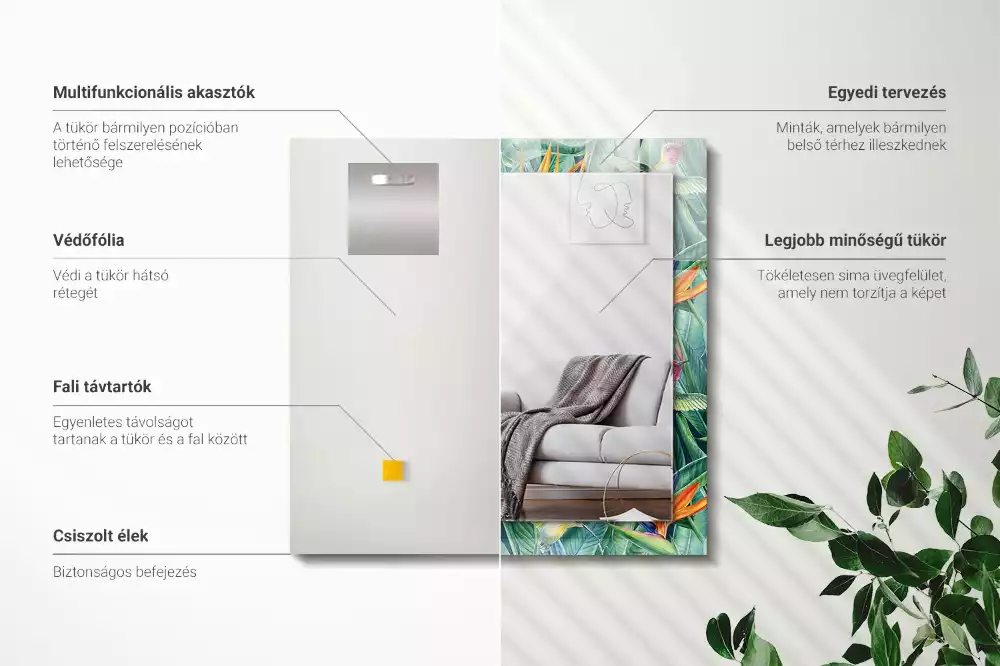 Espelho decorado Beija-flores e flores