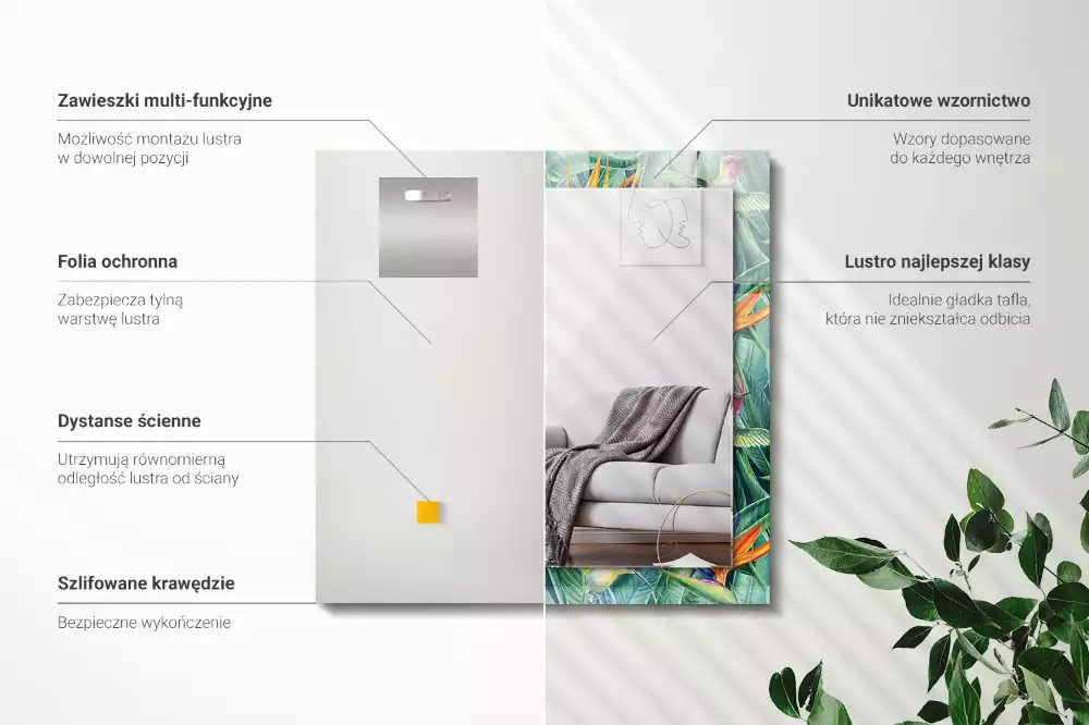 Espelho decorado Beija-flores e flores