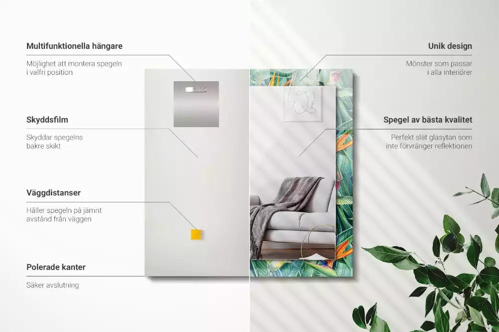 Espelho decorado Beija-flores e flores