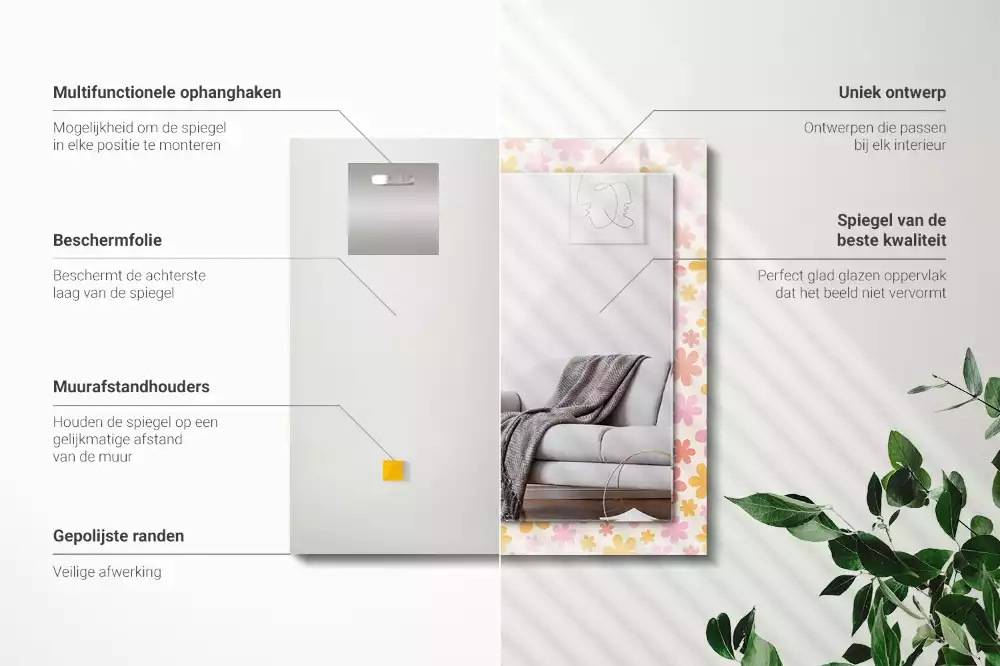 Espelho com moldura decorada Padrão floral