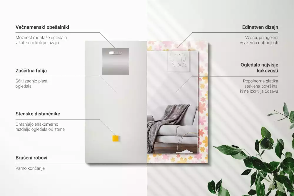 Espelho com moldura decorada Padrão floral