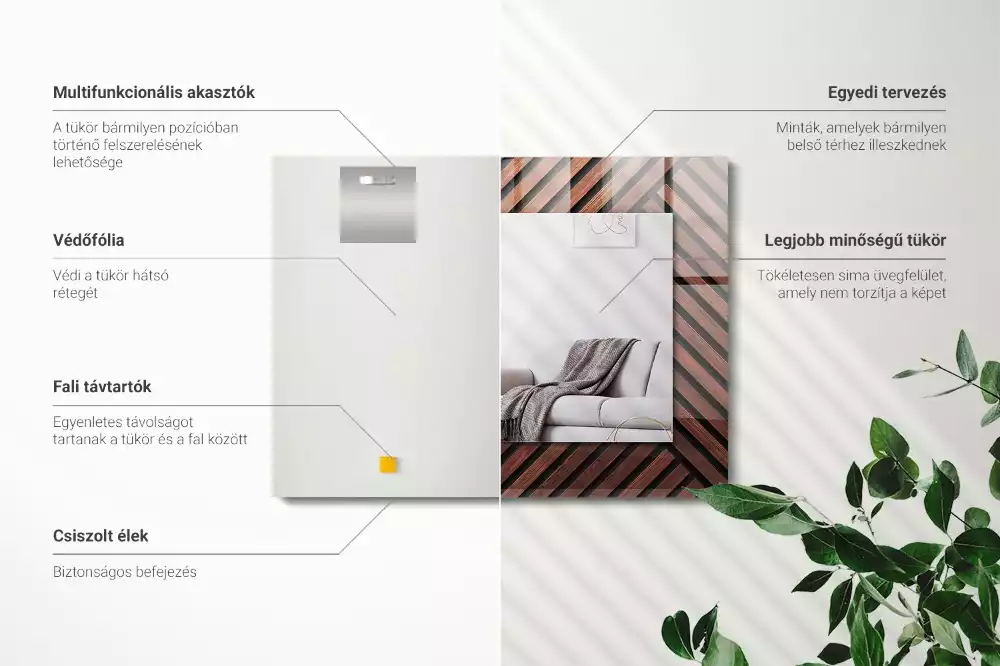 Espelho decorativo Tiras diagonais de madeira