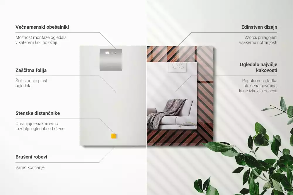 Espelho decorativo Tiras diagonais de madeira