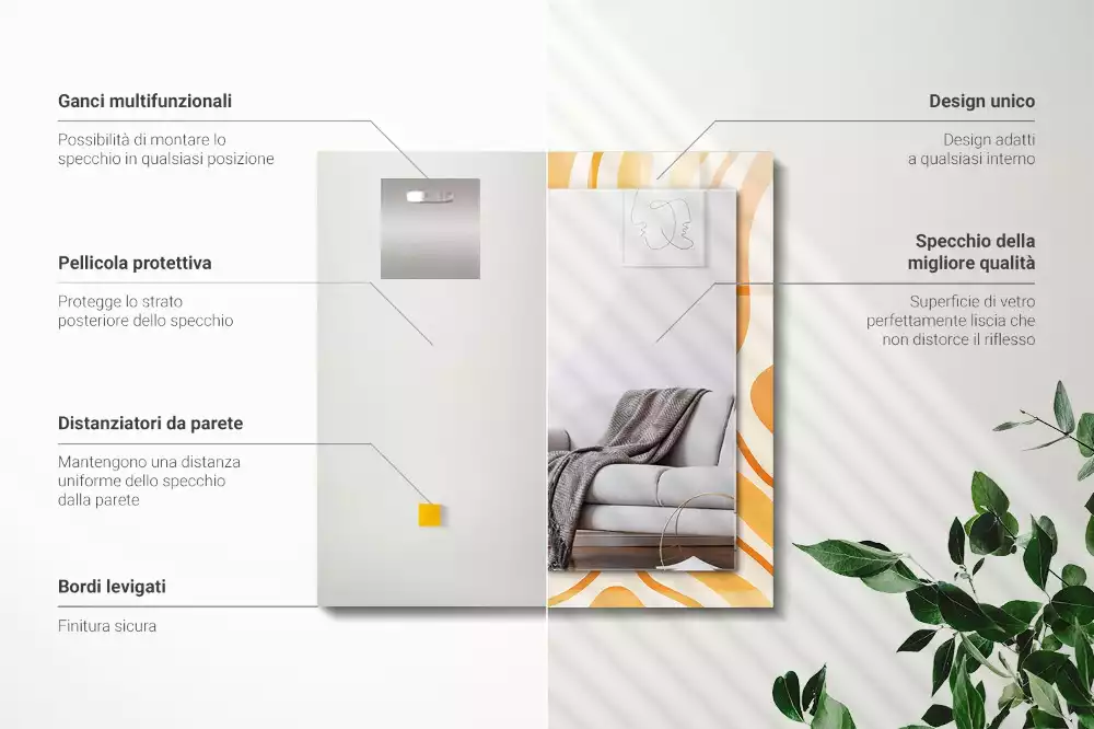 Espelho com moldura decorada Padrões abstratos em laranja