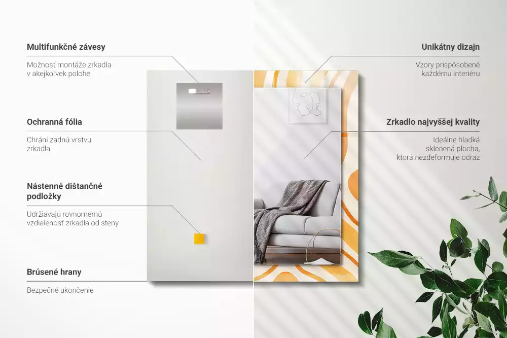 Espelho com moldura decorada Padrões abstratos em laranja