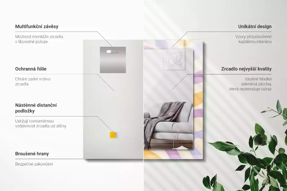 Espelho decorado Padrões coloridos abstratos