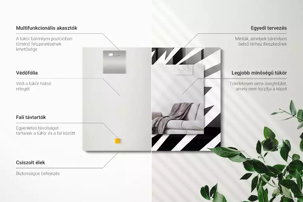 Espelho com moldura decorada Geometria em preto e branco