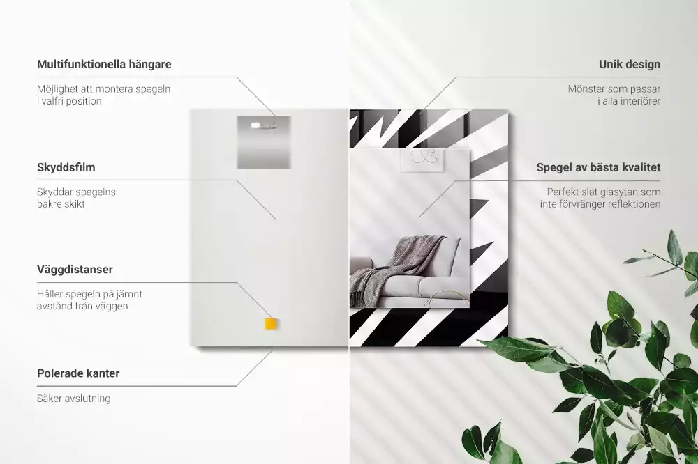 Espelho com moldura decorada Geometria em preto e branco