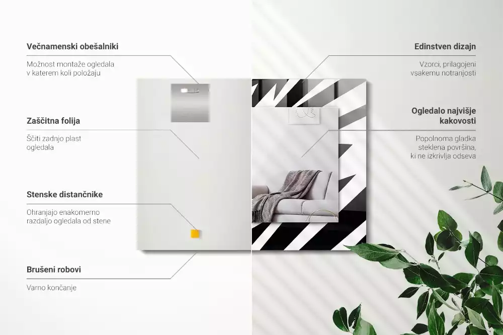Espelho com moldura decorada Geometria em preto e branco